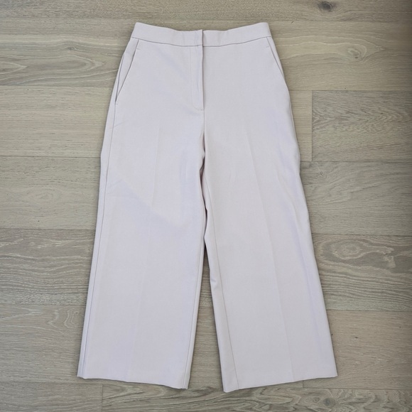 Zara Pants - Zara Women’s Beige Cropped Wide-Leg Pants Elastic Waist Pockets M